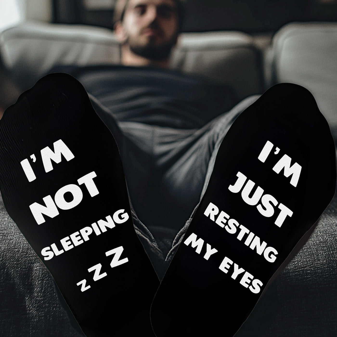 Dad Isn't Asleep - Just Resting - Printed Funny Socks