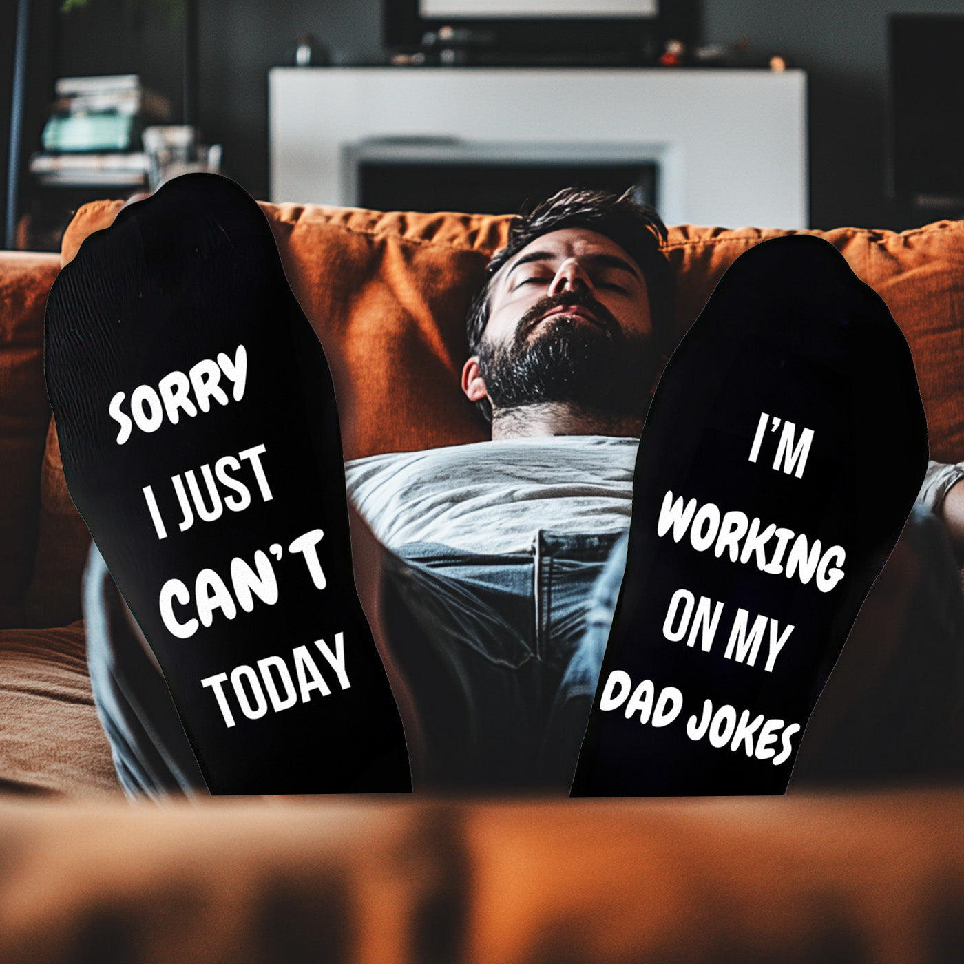 Sorry I Just Can't Today I'm Working On My Dad Jokes - Printed Funny Socks