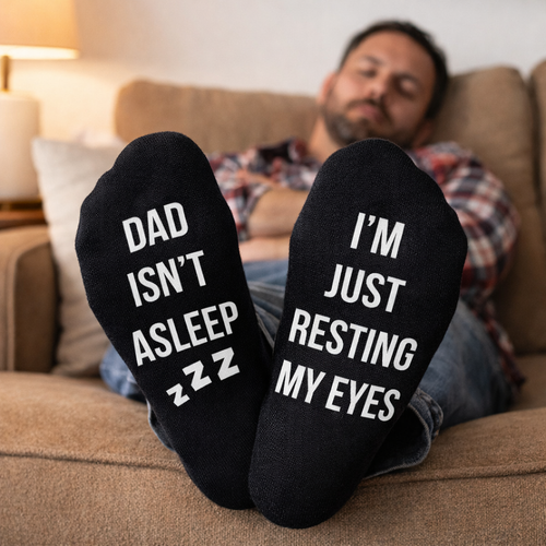 Dad Isn't Asleep - Just Resting - Printed Funny Socks