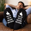 This Guy Has An Awesome Girlfriend Thumbs Up - Printed Funny Socks