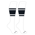 MK Socks Striped Knee High Baseball, Football Socks (B) White, Black
